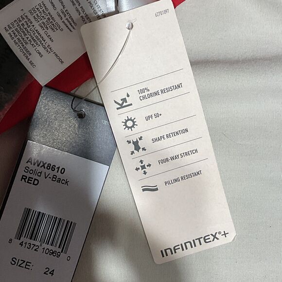 Adidas V-Back Red One-Piece Swimsuit Size 24/1X - Picture 9 of 14